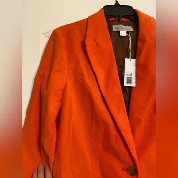 NWT OuterknownHenry Cord Boy Blazer Flame Orange Sz 4 organic cotton corduroy